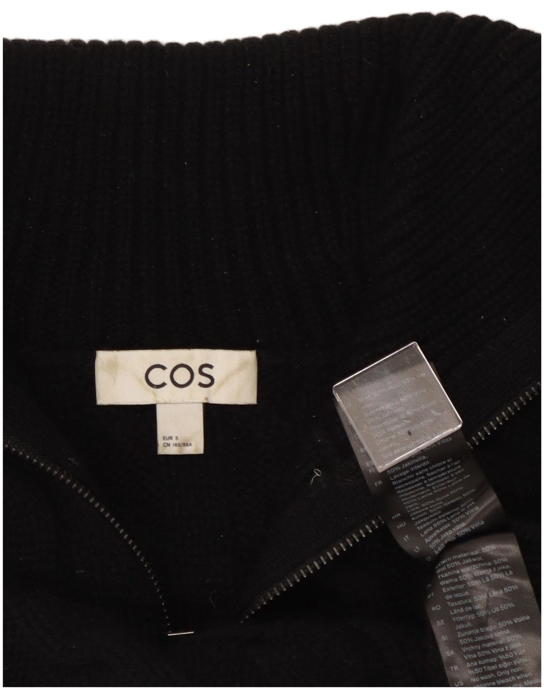 Maglione cardigan oversize corto da donna Cos UK 10 piccolo in lana nera