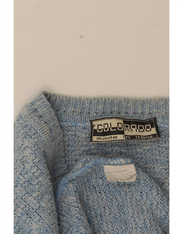 Maglione da uomo Colorado con scollo a V in cotone screziato blu medio