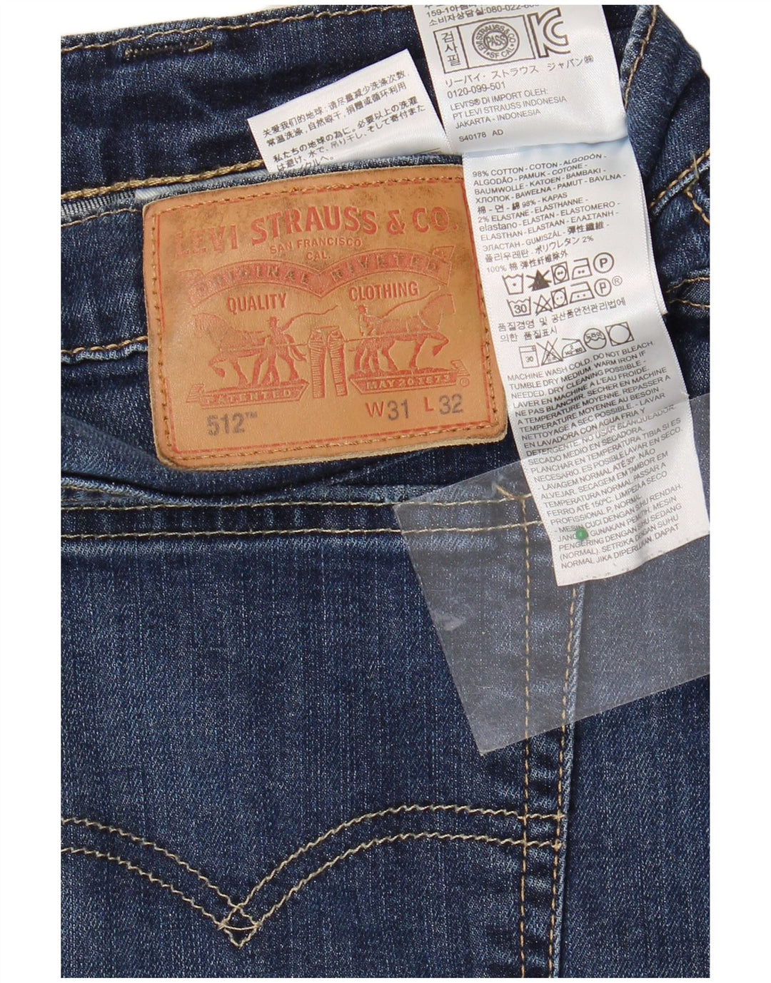 LEVI'S Uomo 512 Jeans slim affusolati W31 L32 Blu