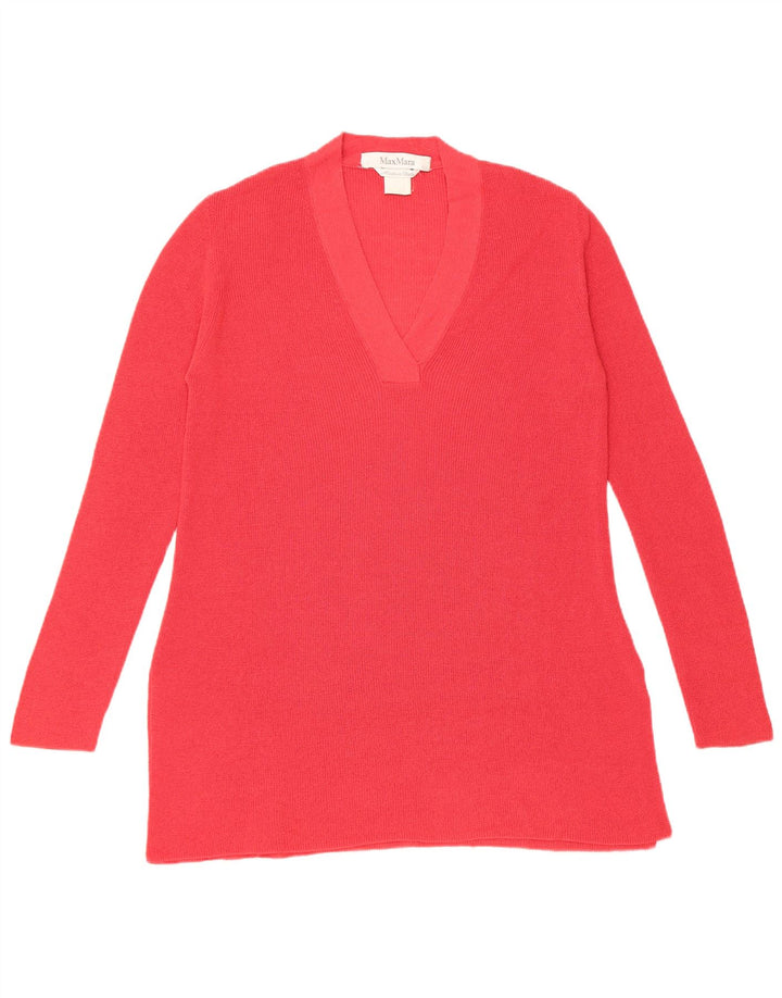 Maglione maglione con scollo a V da donna Max Mara UK 12 rosso medio