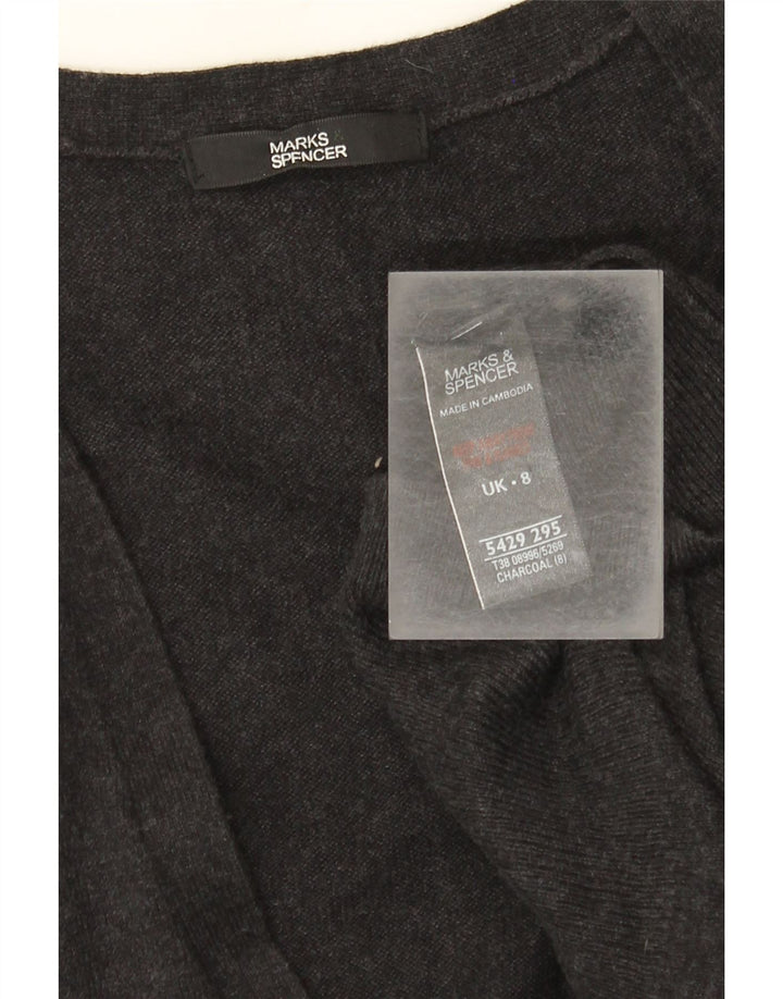 Maglione cardigan lungo da donna Marks & Spencer UK 8 piccolo in viscosa grigia
