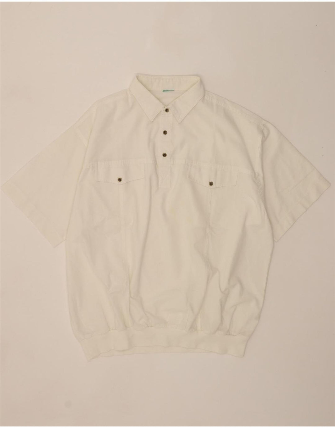 VINTAGE Mens Short Sleeve Pullover Shirt 3XL White Polyester Vintage Vintage and Second-Hand Vintage from Messina Hembry 