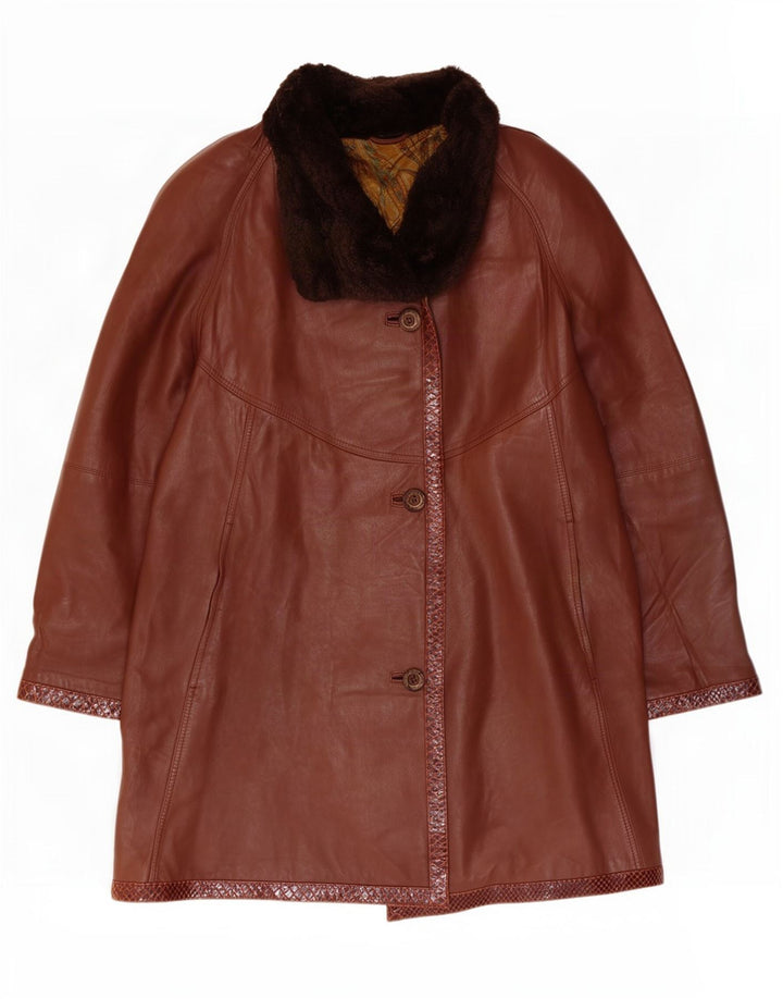 Cappotto in pelle da donna Vinci UK 14 Marrone medio