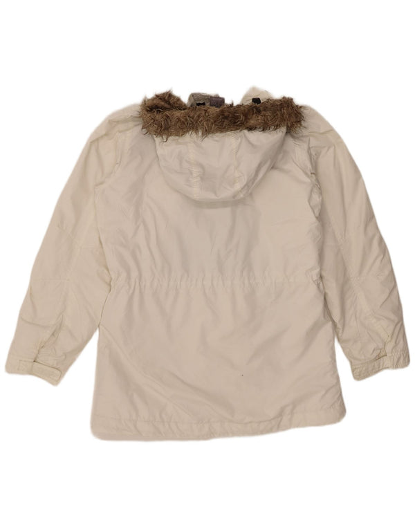 Giacca a vento con cappuccio da donna Nike UK 14/16 grande poliestere bianco