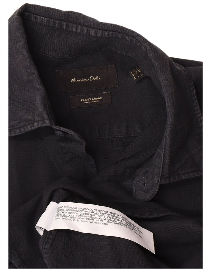 Camicia Uomo Massimo Dutti Piccola in Cotone Blu Navy