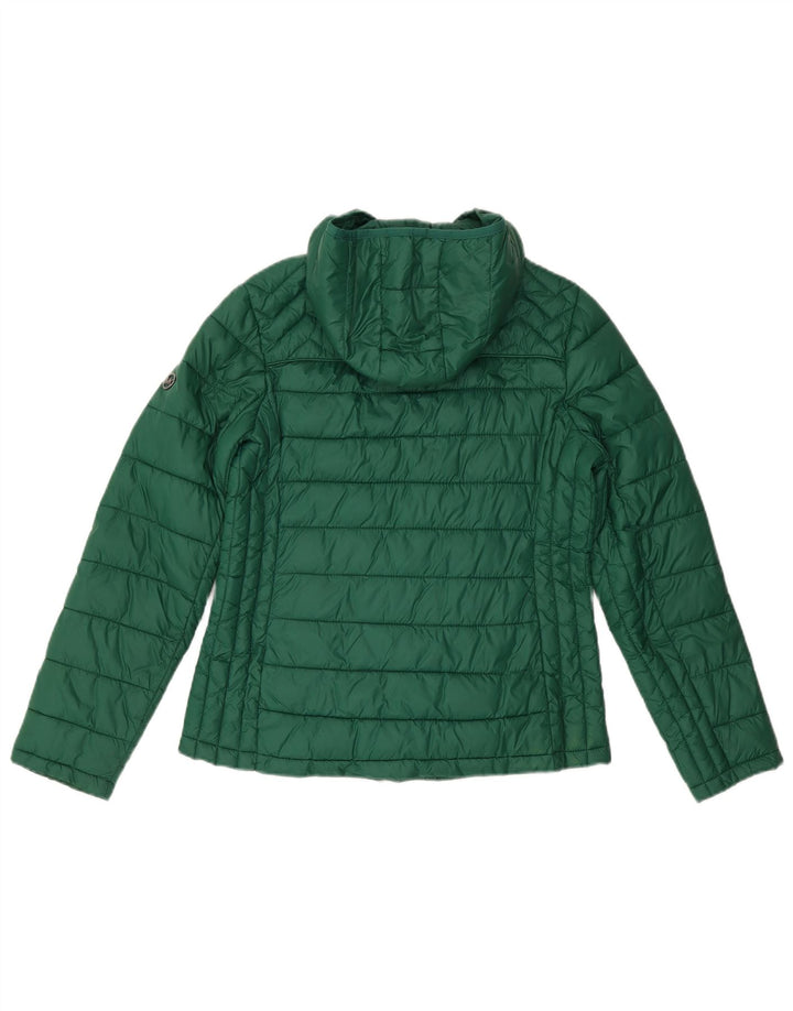 Giacca imbottita con cappuccio da donna Michael Kors UK 14 Nylon verde medio