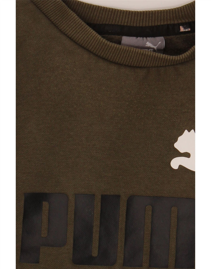 PUMA Felpa con grafica da uomo Maglione grande in cotone kaki