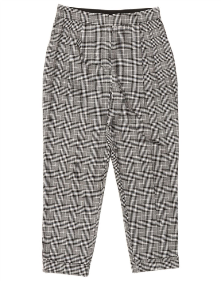 Pantaloni chino affusolati da donna Zara piccoli W27 L25 poliestere a quadri grigi