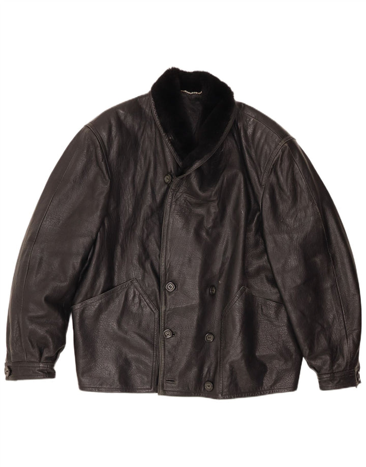 Giacca in pelle da uomo Fibok IT 54 2XL Pelle nera