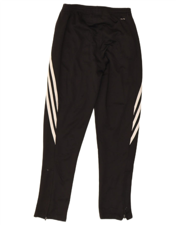 ADIDAS Boys Climalite Tracksuit Trousers 11-12 Years Large Black Polyester