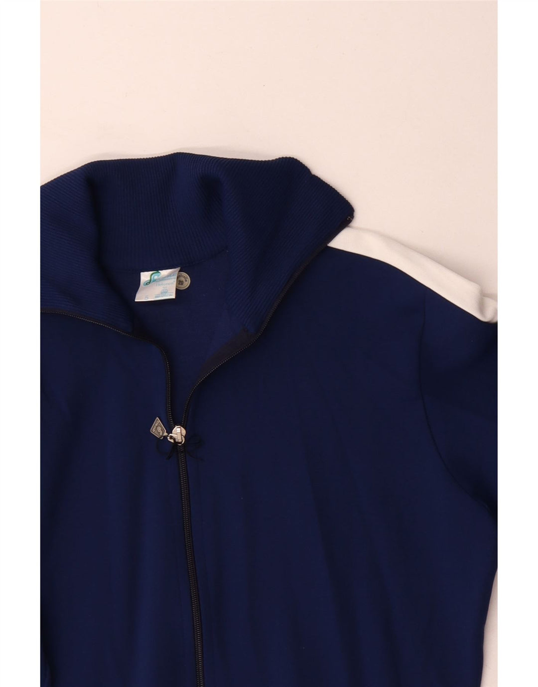 Giacca da ginnastica grafica da uomo vintage a blocchi di colore blu navy medio