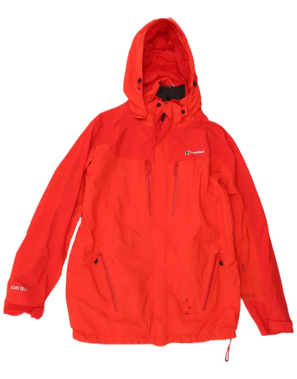 BERGHAUS Womens Gore-Tex Hooded Rain Jacket UK 14 Large Red Polyamide