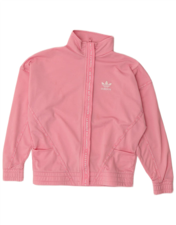 Giacca da ginnastica grafica per ragazze Adidas 11-12 anni in poliestere rosa
