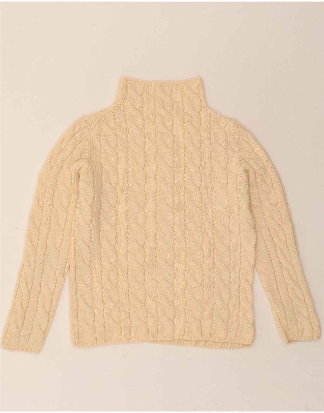 VINTAGE Womens Turtle Neck Jumper Sweater UK 12 Medium Beige Vintage Vintage and Second-Hand Vintage from Messina Hembry 