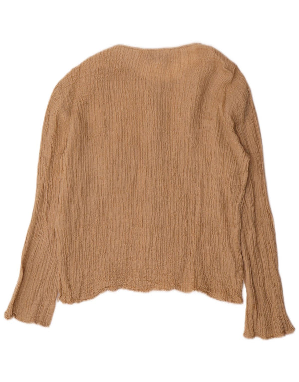 Top Zara da donna a maniche lunghe in camicetta UK 16 grande in cotone beige