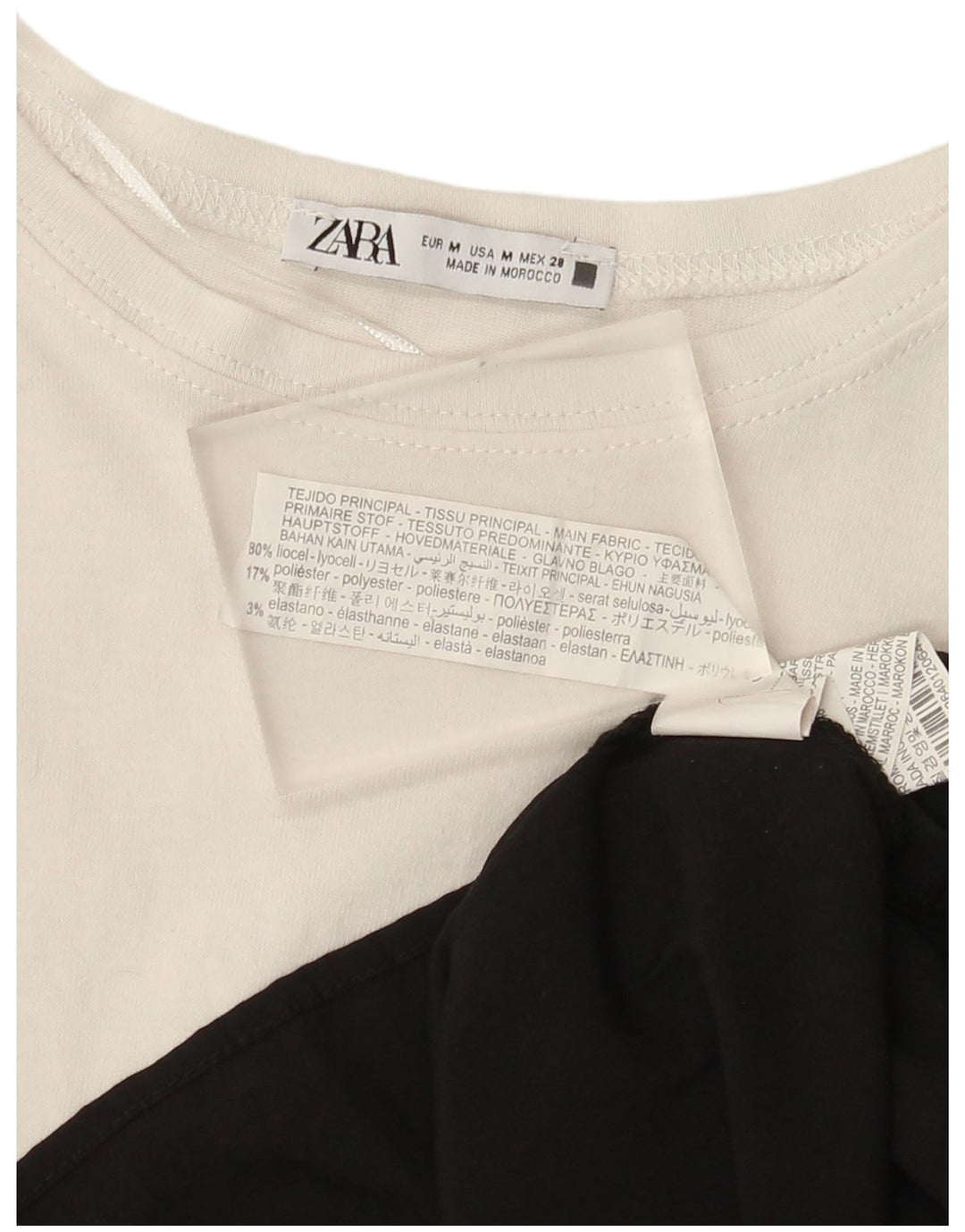 Top Zara da donna oversize a maniche lunghe UK 14 color block bianco medio