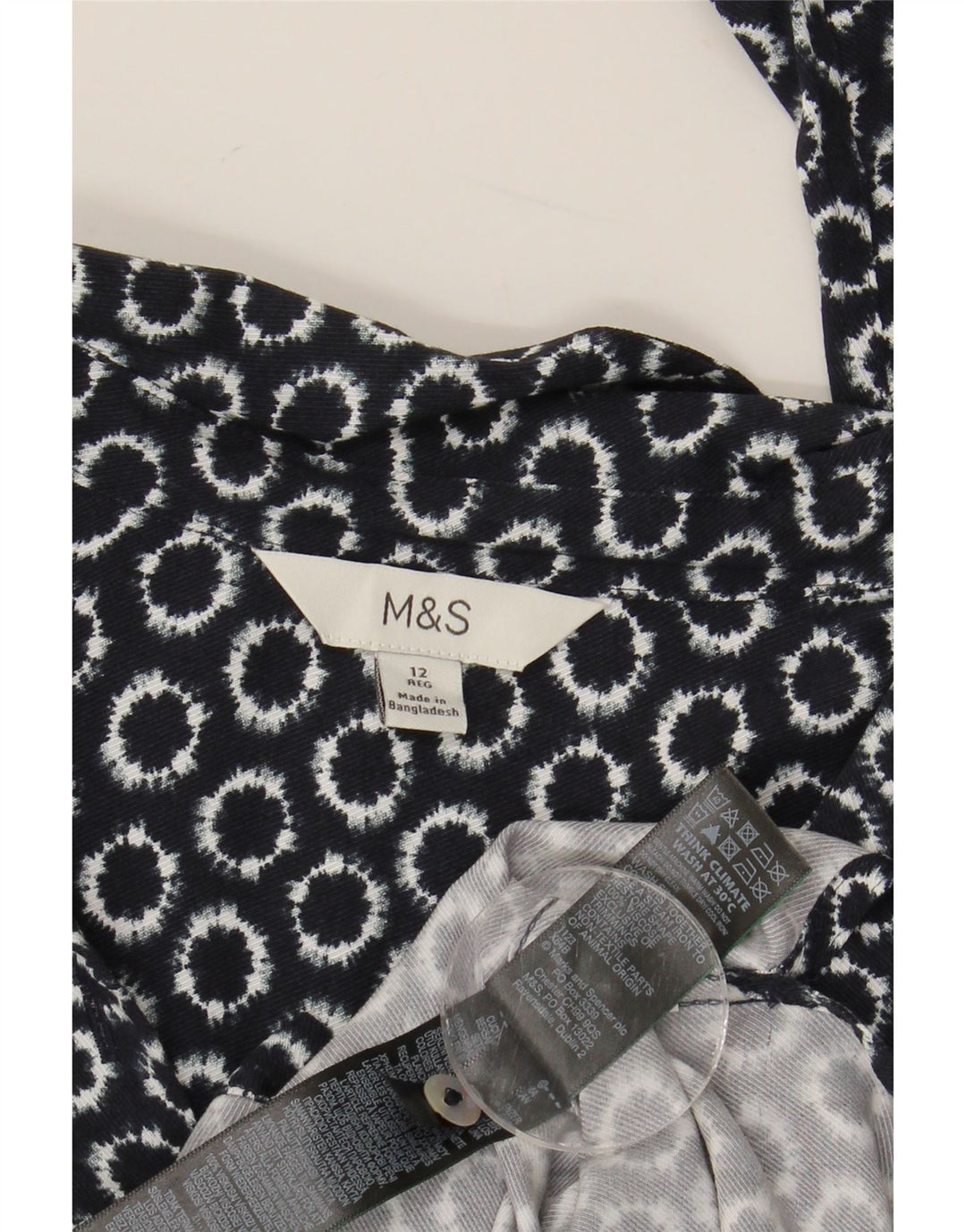 Camicia ampia da donna Marks & Spencer UK 12 medio blu navy geometrico