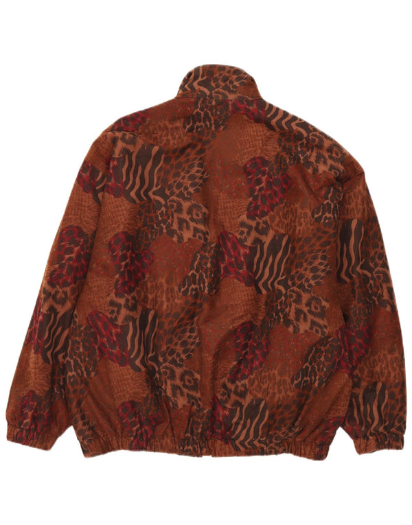 Giubbotto bomber oversize da donna vintage UK 14 grande stampa animalier marrone