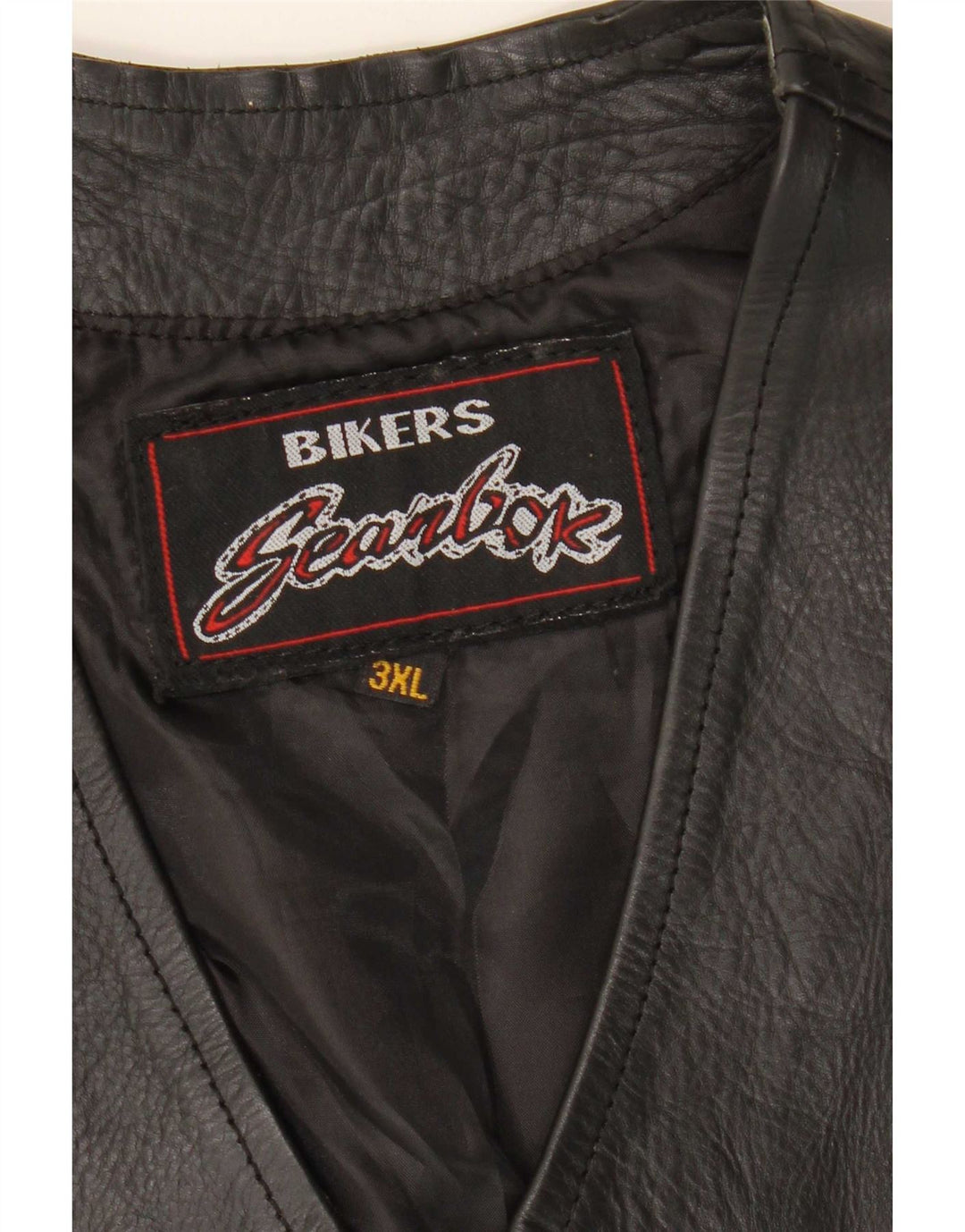 Gilet in pelle da motociclista vintage da uomo 3XL nero
