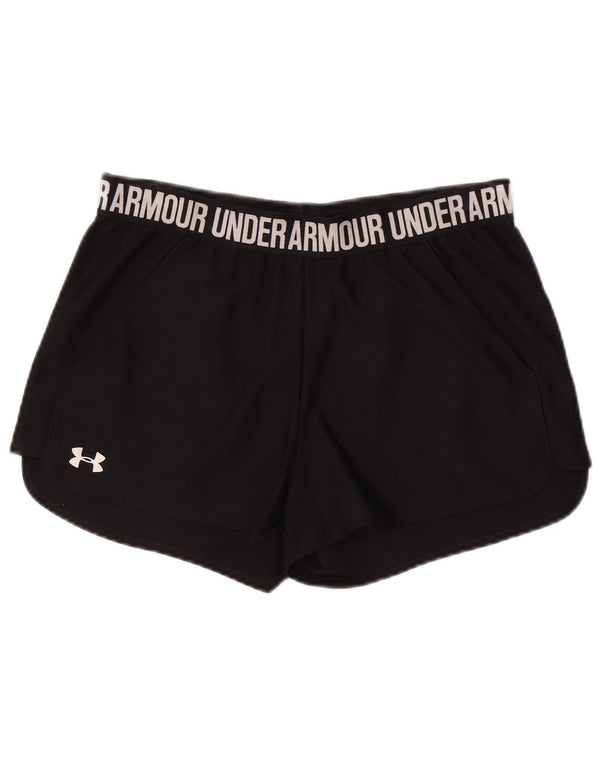 Under Armour Womens Heat Gear Graphic Sport Shorts UK 14 Large Black