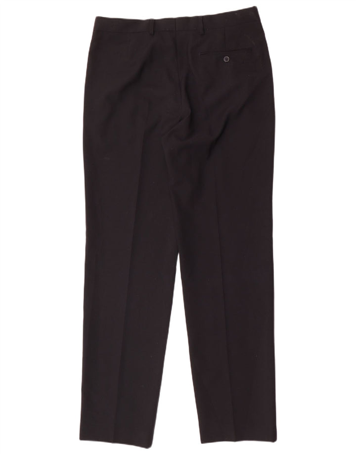 Pantaloni da abito vestibilità regolare Marks & Spencer da uomo W34 L33 poliestere blu navy