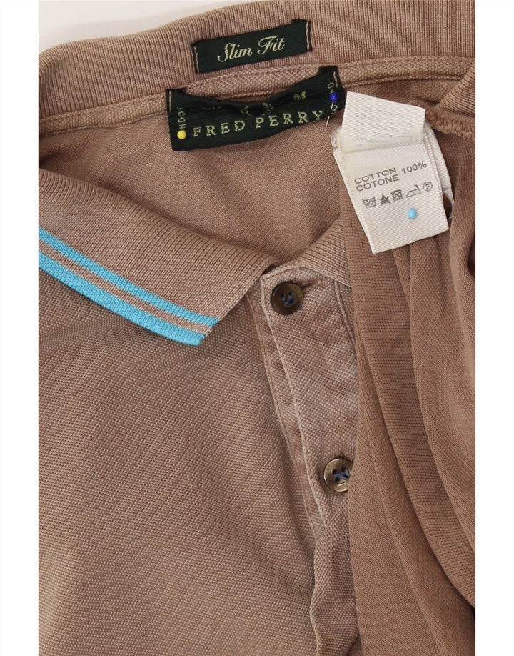 Polo da uomo slim fit Fred Perry in cotone marrone medio
