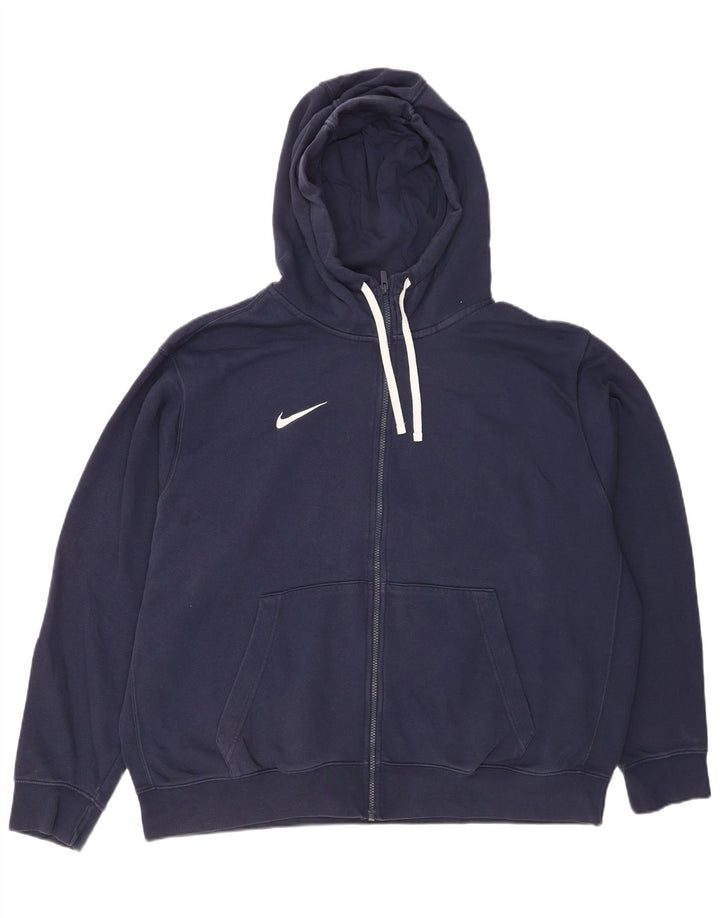 Felpa con cappuccio e zip da uomo Nike 2XL cotone blu navy