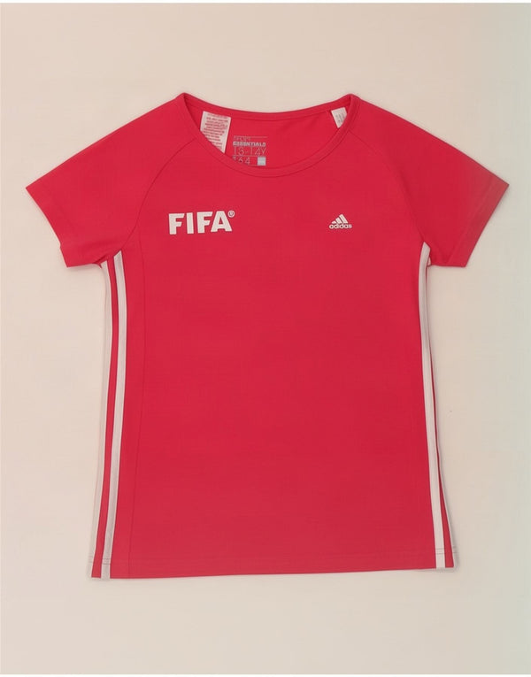 T-shirt grafica Adidas Climalite per ragazze 13-14 anni in cotone rosa