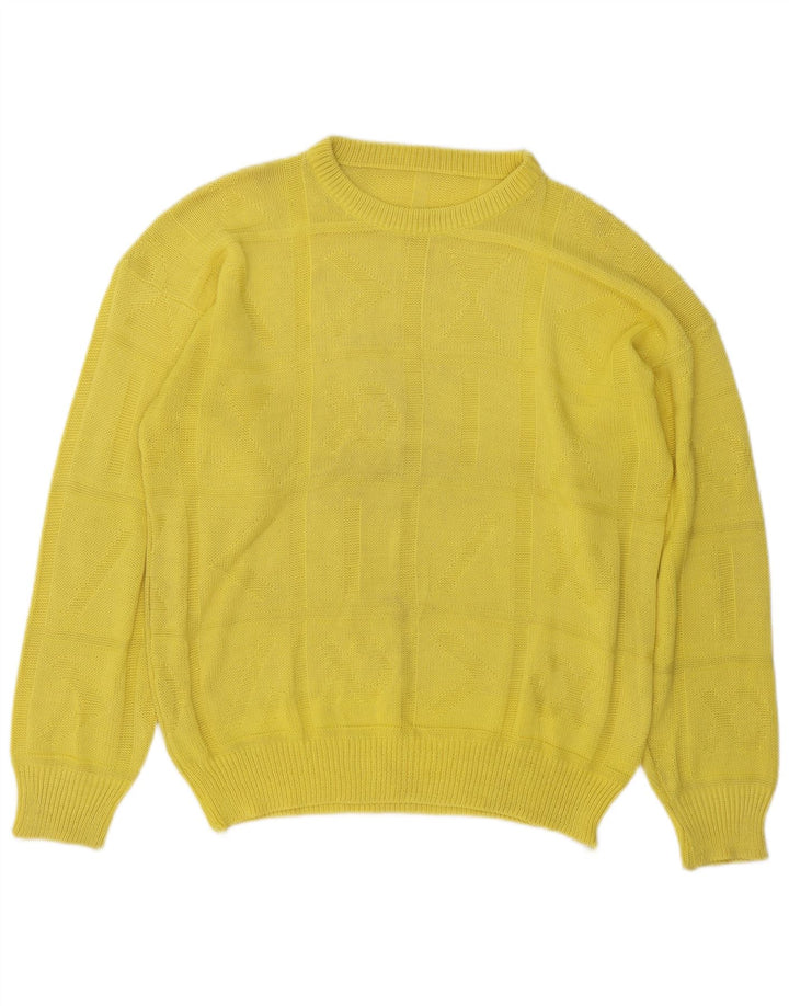 Maglione vintage da uomo girocollo giallo medio