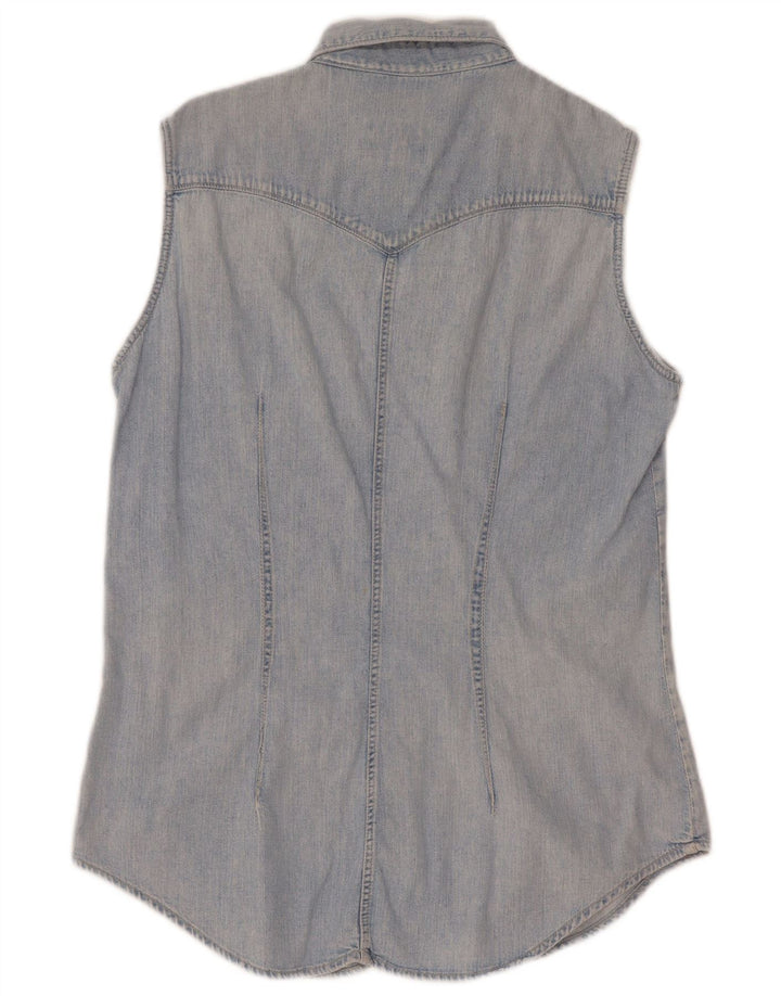 Camicia di jeans senza maniche da donna Rifle UK 14 Large Blu