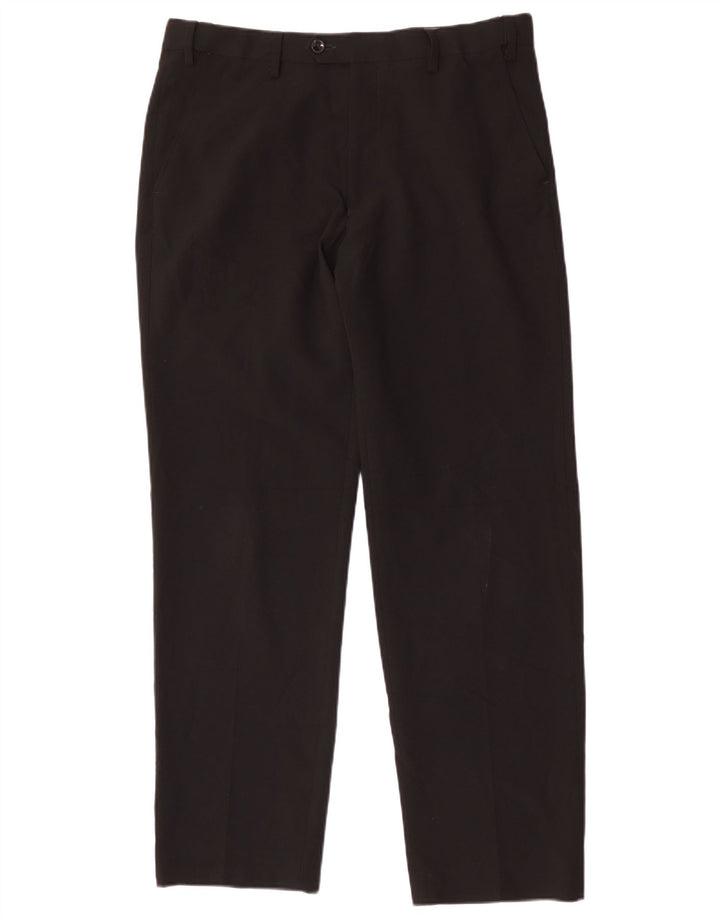 Pantaloni da abito regolari dritti da uomo Marks & Spencer W34 L31 poliestere nero