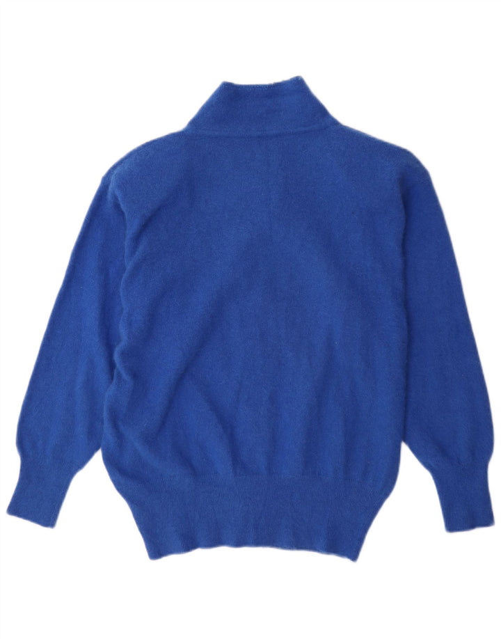 Maglione cardigan da donna VINTAGE UK 16 grande angora blu