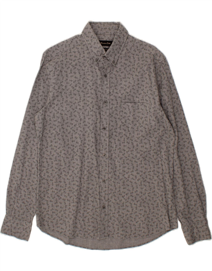 MASSIMO DUTTI Mens Abstract Pattern Shirt Medium Grey Cotton Vintage Massimo Dutti and Second-Hand Massimo Dutti from Messina Hembry 