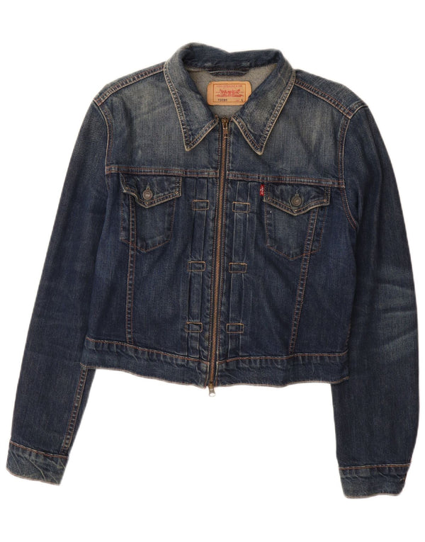 Giacca di jeans corta da donna LEVI'S UK 14 grande cotone blu