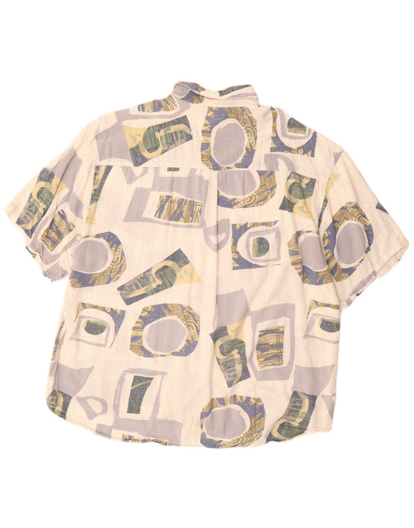 Camicia a maniche corte da uomo VINTAGE taglia 43/44 XL Patchwork bianco