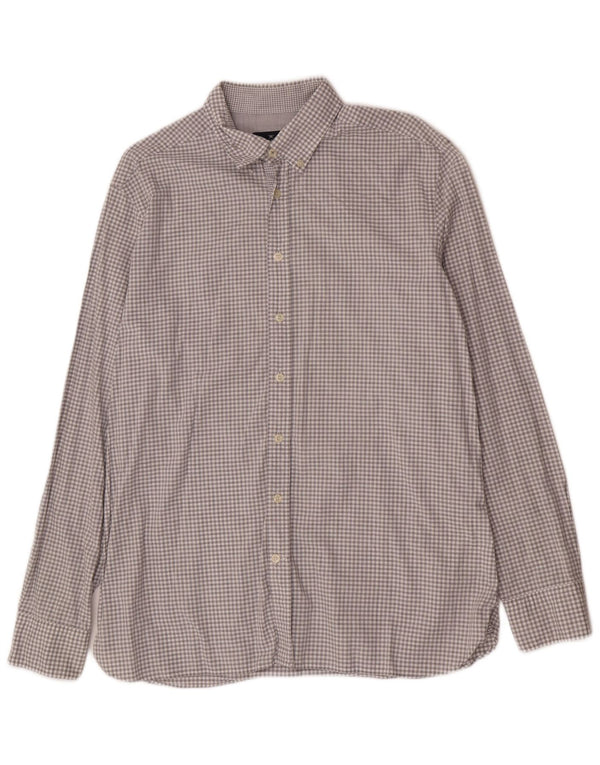 Camicia Hackett da uomo slim fit in cotone a quadri grigi grandi