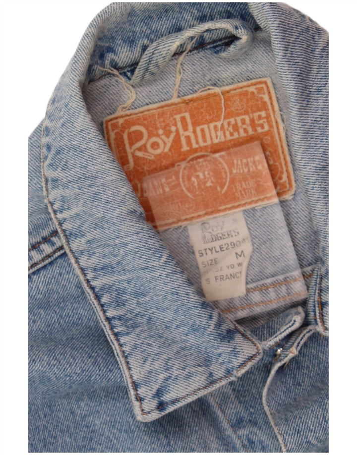 ROY ROGERS Womens Oversized Graphic Crop Denim Jacket UK 14 Medium Blue