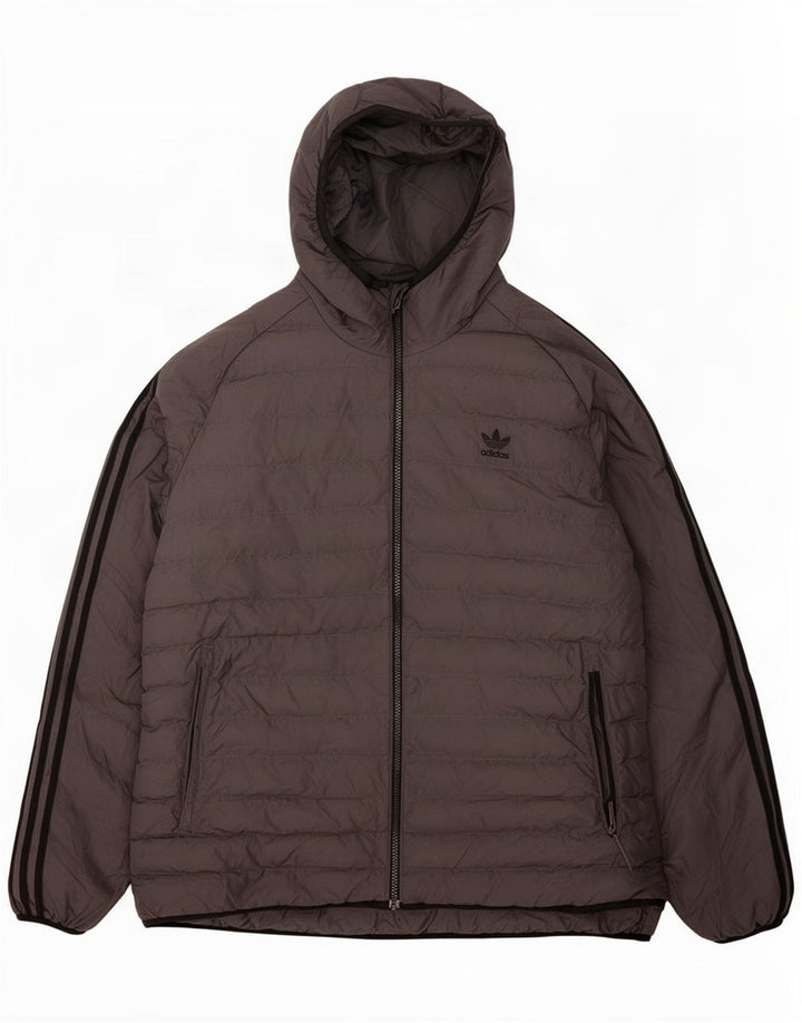Giacca imbottita con cappuccio da uomo Adidas UK 42 XL poliestere grigio