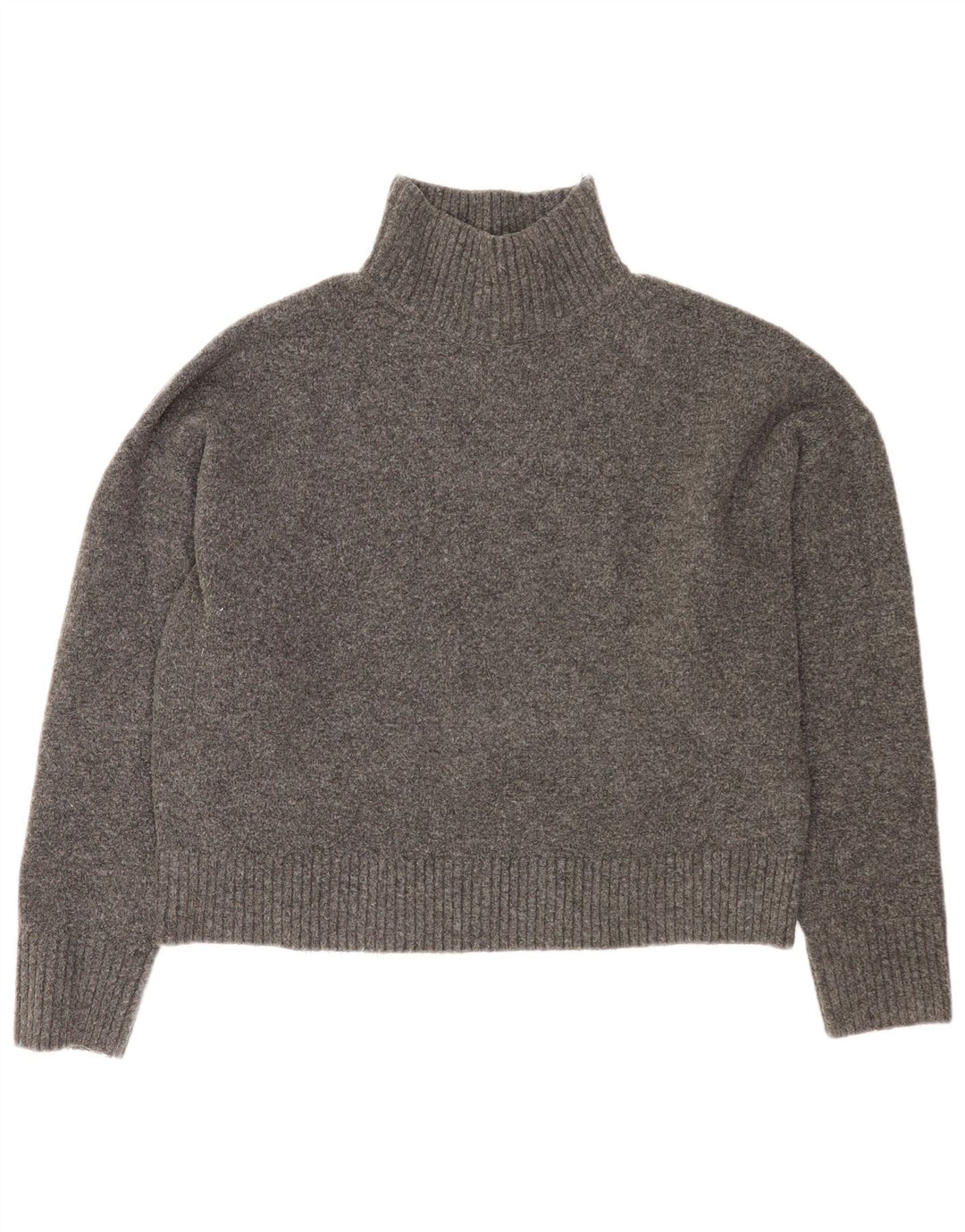 Zara Donna Maglione Corto Oversize con Collo Dolcevita UK 16 Large Grigio