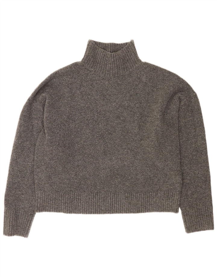Zara Donna Maglione Corto Oversize con Collo Dolcevita UK 16 Large Grigio