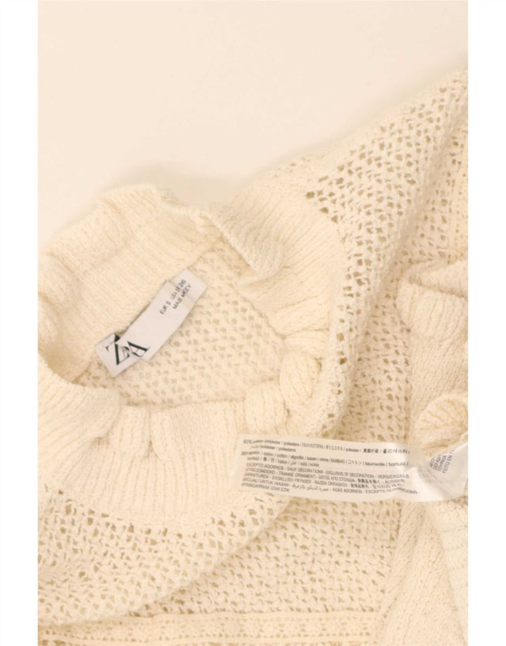 Maglione corto a collo alto da donna Zara UK 8 piccolo poliestere beige