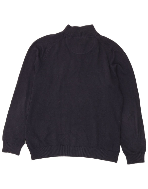 Maglione maglione con zip da uomo Fynch Hatton XL in cotone blu navy