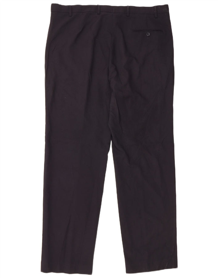 Pantaloni da abito vestibilità regolare Marks & Spencer da uomo W40 L33 poliestere blu navy