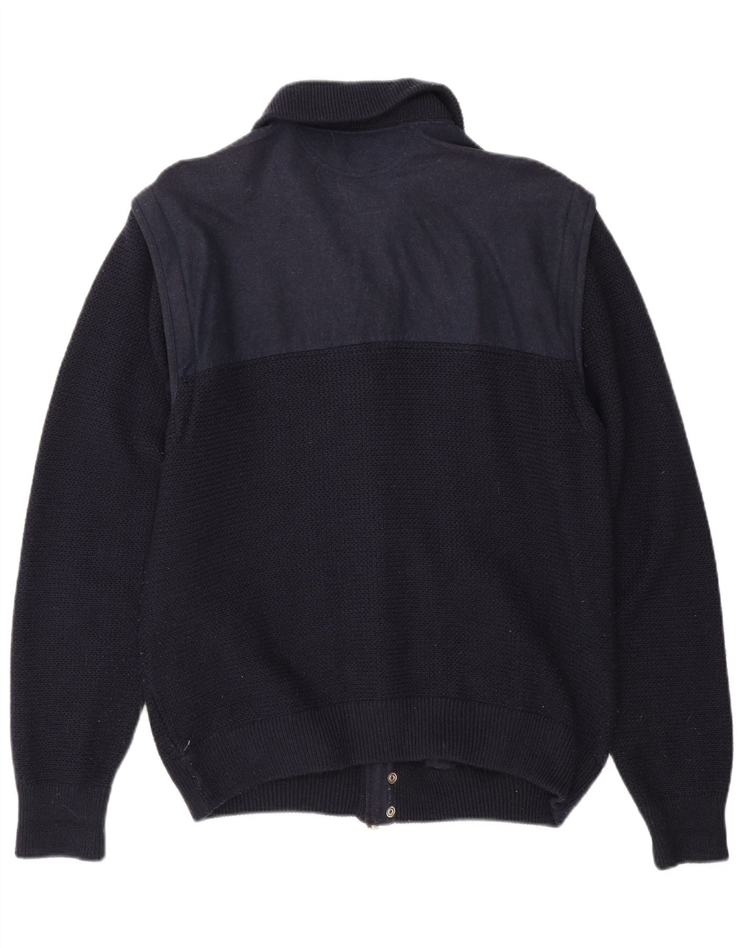 Loli Wolf Maglione cardigan da yachting da uomo in lana color block medio blu navy