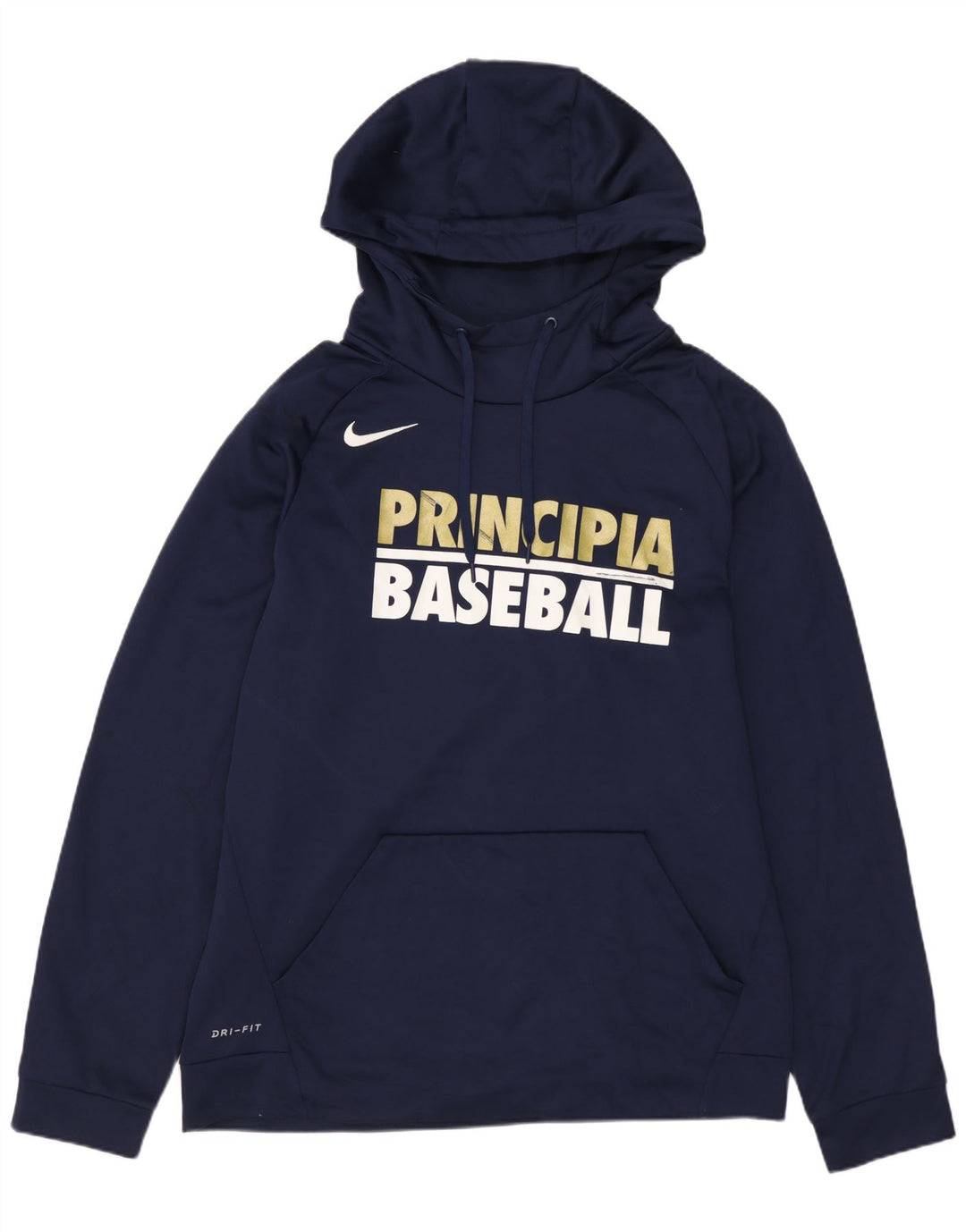 NIKE Felpa con cappuccio grafica Dri Fit da uomo, media, blu navy, in poliestere