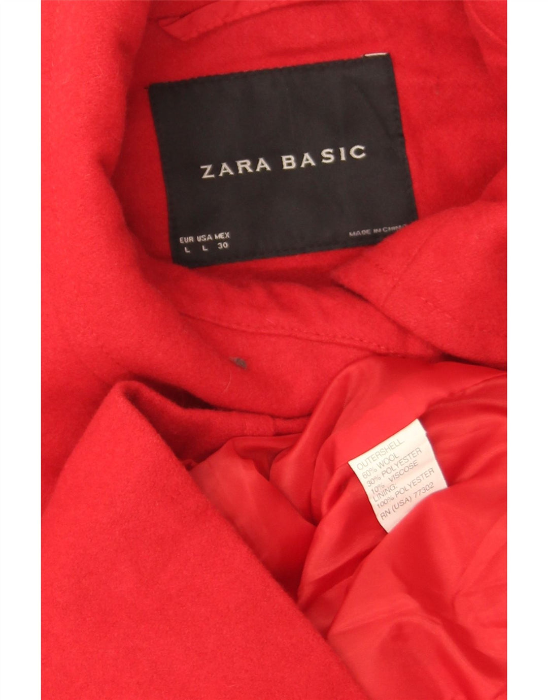 Cappotto da marinaio corto da donna Zara UK 16 grande in lana rossa