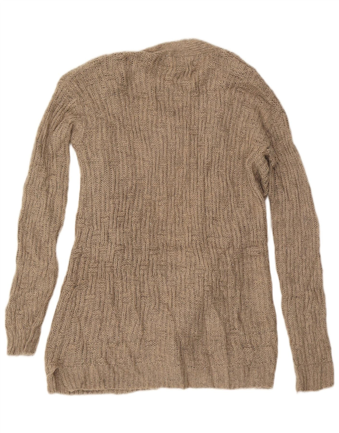 MOSSIMO Maglione cardigan aperto lungo da donna UK 14 Acrilico beige medio