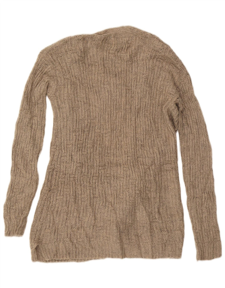 MOSSIMO Maglione cardigan aperto lungo da donna UK 14 Acrilico beige medio