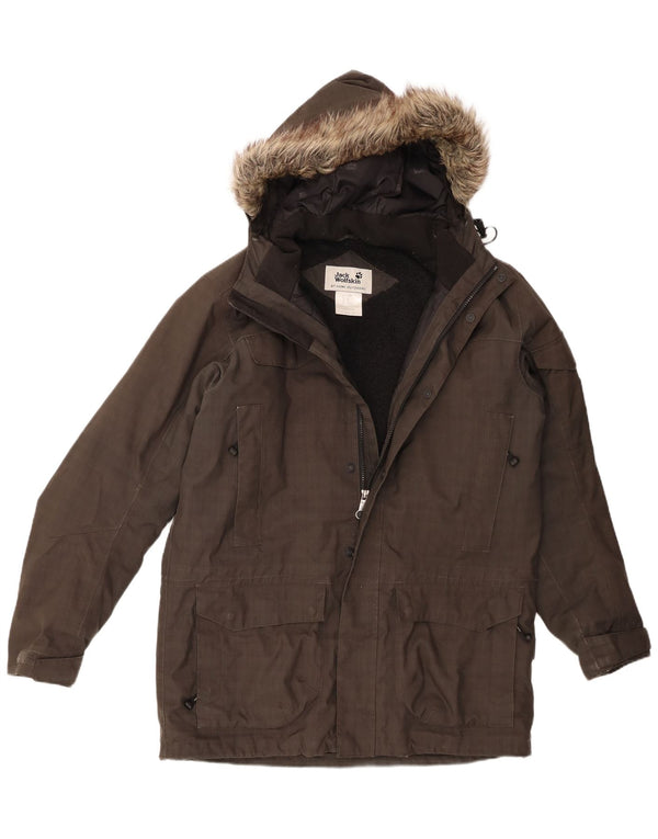 Jack Wolfskin Giacca da uomo Sherpa Parka con cappuccio UK 34 Small Poliestere grigio
