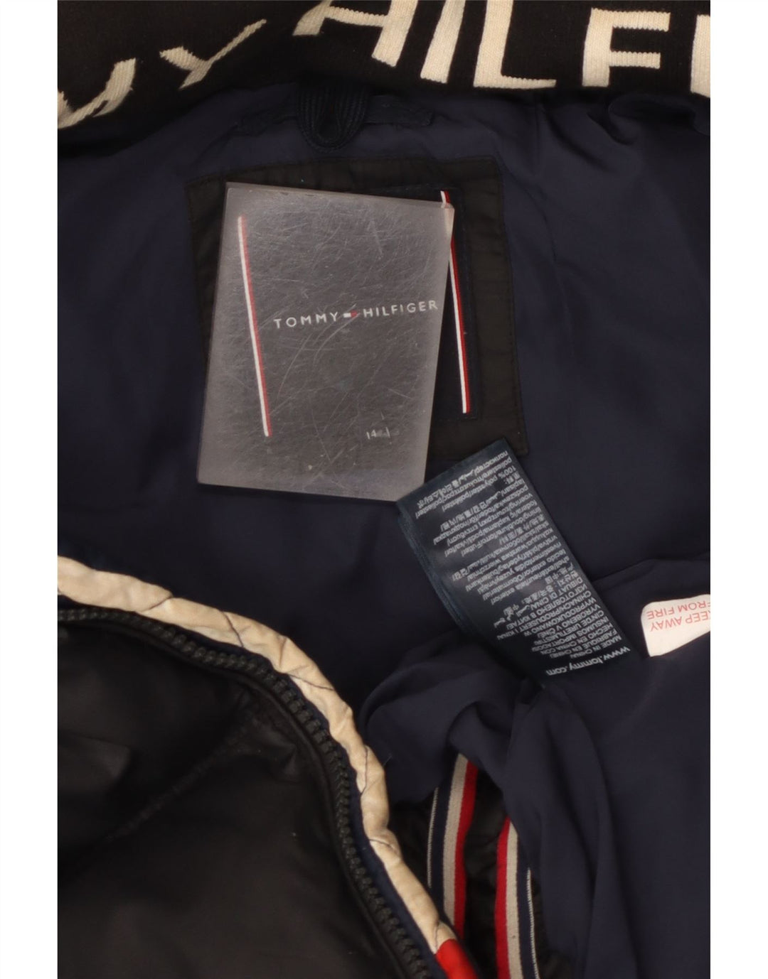 Giacca imbottita con cappuccio Tommy Hilfiger per ragazzi 13-14 anni in poliestere nero